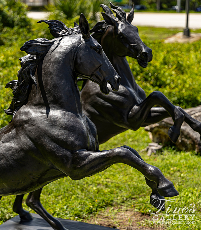 Bronze Statues  - A Pair Of Rearing Bronze Horses - BS-1717